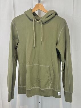 REIGNING CHAMP Mens Midweight Terry Hoodie Sweatshirt Pullover Green Size S